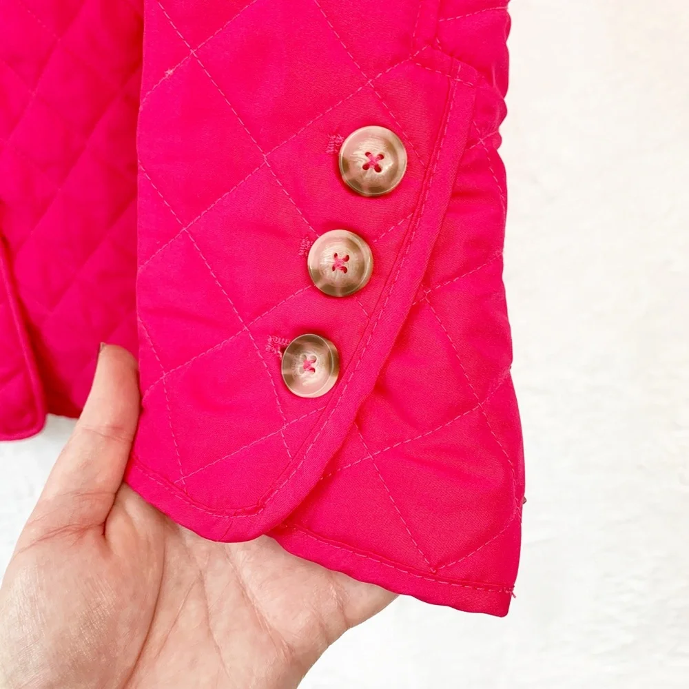 Chico's Hot Pink Quilted Barn Jacket Sz M 8/10